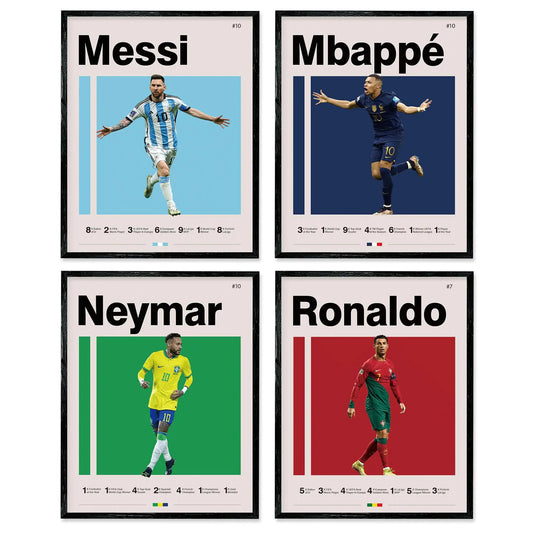 Global Football Idols Canvas Art 8x10 - Set of 4 for Bedroom Decor