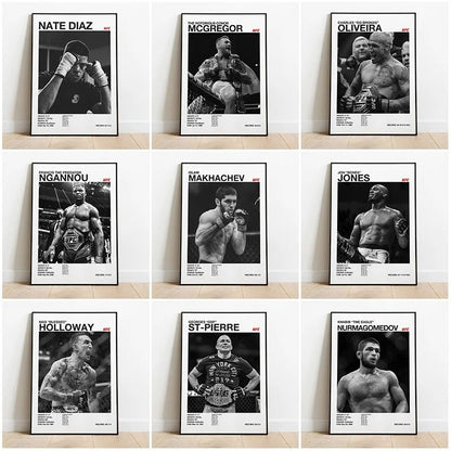 UFC Black & White Fighters Poster — Unframed