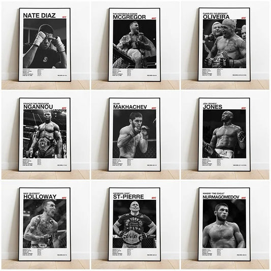UFC Black & White Fighters Poster — Unframed
