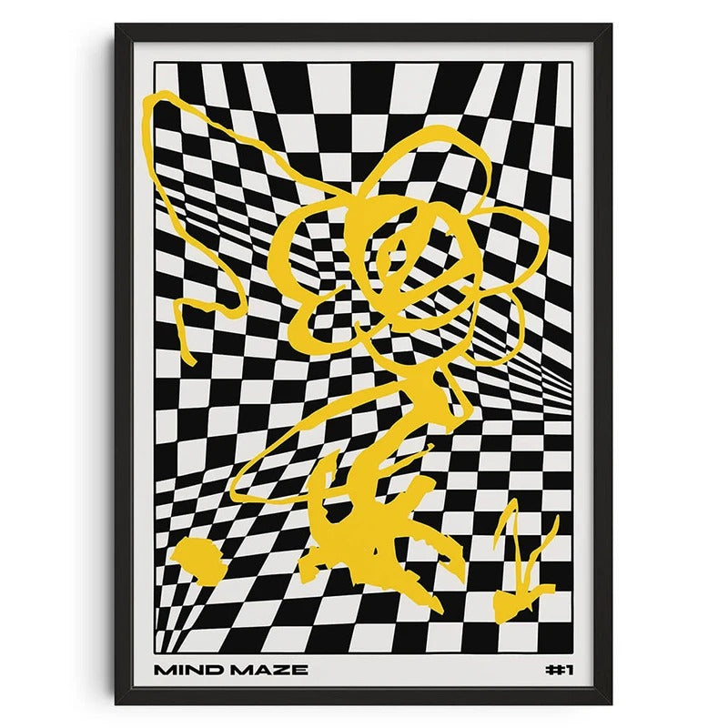 Retro Mind Maze – Vintage Abstract Canvas Wall Art