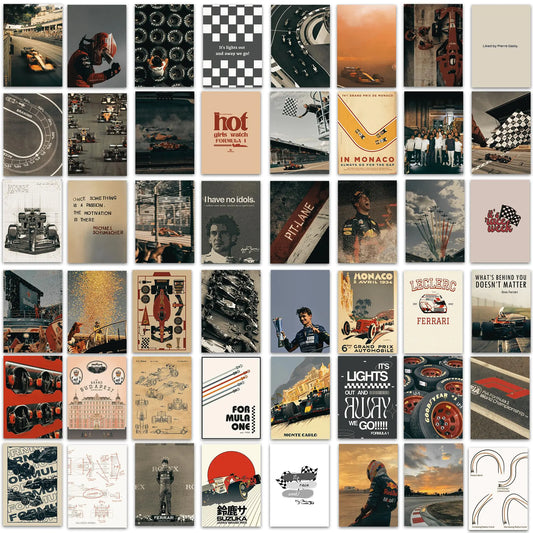 Unframed F1 Photo Set - 48 Piece Race Car Art Collage 4x6