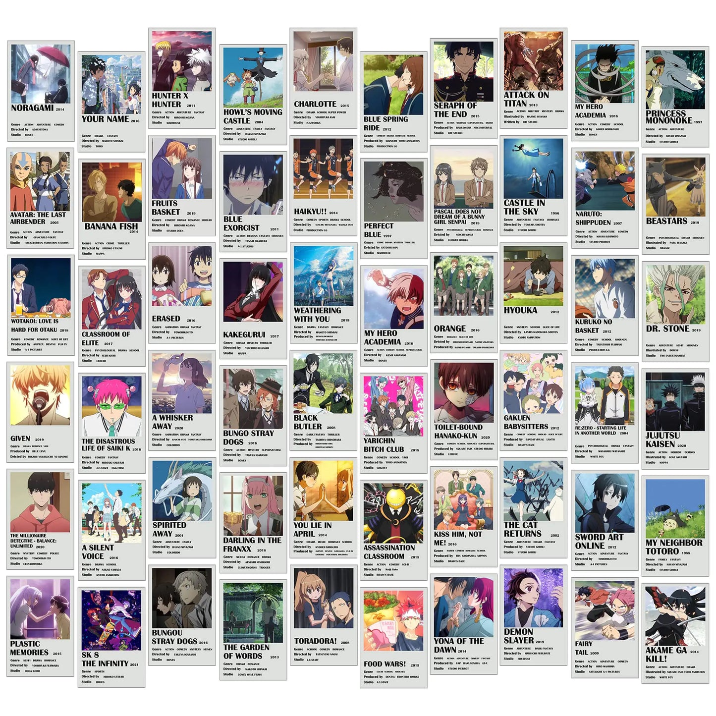 Anime Wall Art Collection - 60pcs Manga Decor Set