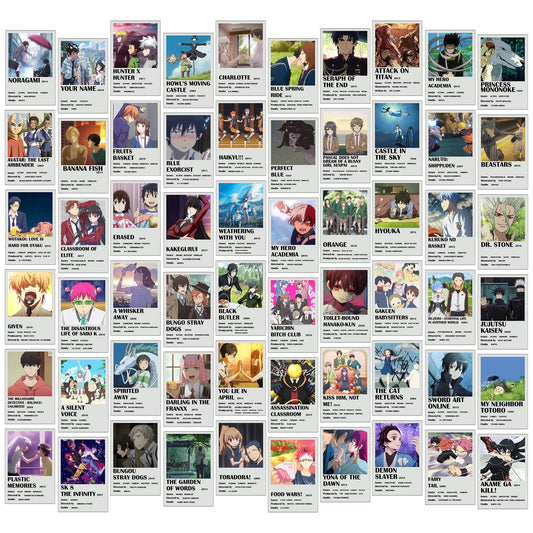 Anime Wall Art Collection - 60pcs Manga Decor Set