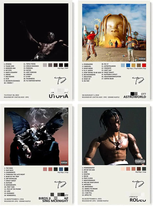 Travis Scott Album Art Poster Canvas Set 08x12in
