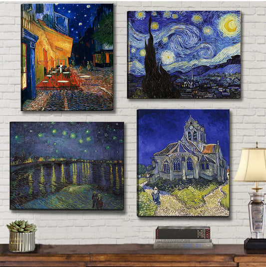 Starry Night & Cafe Terrace Van Gogh Wall Art Trilogy